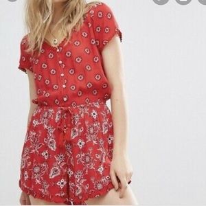 Hollister Bandana Print Romper Red